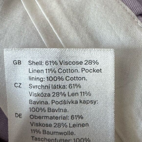 NWT COS RELAXED LINEN-BLEND WIDE LEG TROUSERS LILAC - Picture 7 of 8